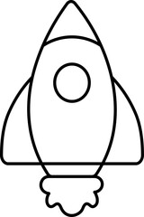 Sticker - Flat Style Rocket Icon in Black Outline.