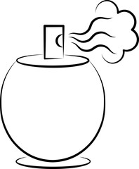 Poster - Round Perfume Bottle Flat Icon In Thin Line Art.