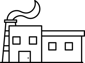 Canvas Print - Factory Icon In Black Line Art.