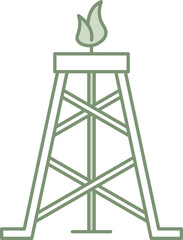 Wall Mural - Drilling Rig Icon In Green And White Color.