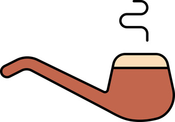 Sticker - Smoking Pipe Icon In Brown Color.