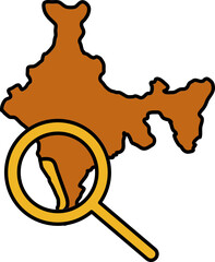 Canvas Print - Searching Kerala State On Indian Map Icon In Yellow And Brown Color.