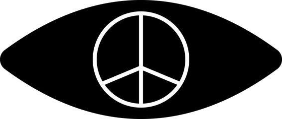 Sticker - Glyph Style Peace Symbol In Eye Icon.