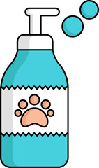 Sticker - Pet Shampoo Icon In Blue And White Color.