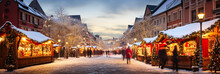 Beautiful And Romantic Christmas Markets. AI Generative.