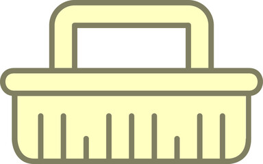 Sticker - Cleaning Brush Icon In Yellow Color.