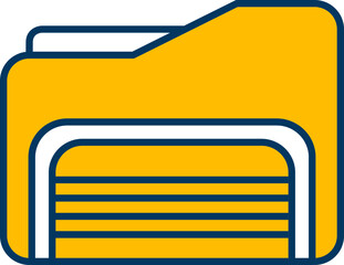 Sticker - Yellow Folder Icon In Flat Style.