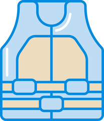 Poster - Safety Jacket Icon In Blue And Yellow Color.