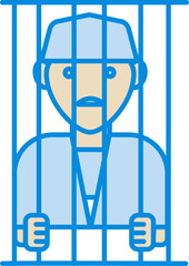 Canvas Print - Criminal in Jail Blue And Yellow Icon.