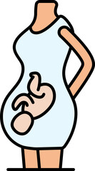 Sticker - Pregnant Woman Icon In Blue And Pink Color.