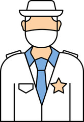 Poster - Flat Style Male Sheriff Wearing Mask Icon.