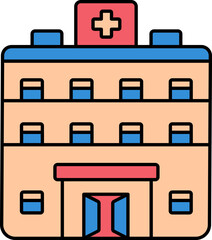 Wall Mural - Colorful Hospital Building Icon In Flat Style.