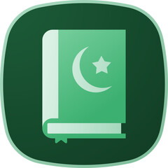 Wall Mural - Quran Book Icon On Green Background.