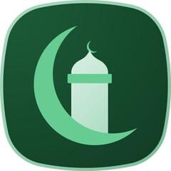 Poster - Minaret Icon On Green Background.