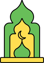 Wall Mural - Illustration Of Mosque Window Icon In Green And Yellow Color.