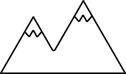 Wall Mural - Snowy Mountain Icon In Black Outline.