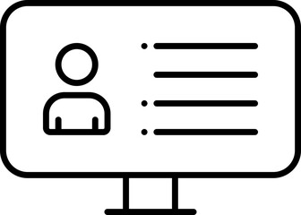 Sticker - User Data List In Desktop Screen Line Art Icon.