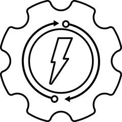 Sticker - Power Setting Icon In Black Line Art.