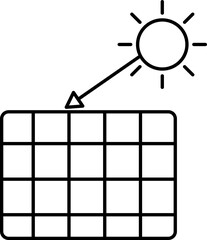 Sticker - Solar Panel With Sun Rays Icon In Black Outline.