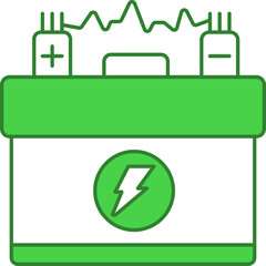 Sticker - Green And White Tubular Battery Icon.