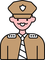 Poster - Happy Police Man Cartoon Character Flat Icon.