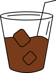 Canvas Print - Cold Drink Glass Icon In Brown And White Color.