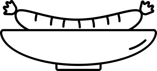 Poster - Sausage On A Plate Icon In Line Art.