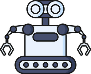 Sticker - Robot Icon In Blue And Gray Color.