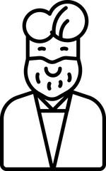 Poster - Beard Man Character Icon In Black Line Art.