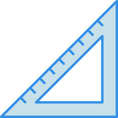 Canvas Print - Triangular Ruler Icon In Blue Color.