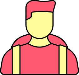 Poster - Red And Yellow Faceless Young Boy Holding Bag Icon.