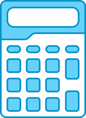 Wall Mural - Blue And White Calculator Icon In Flat Style.