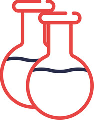 Sticker - Two Round Bottom Flask Icon In Red Outline.