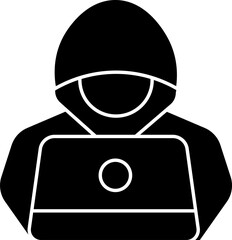 Hacker Icon In B&W Color.