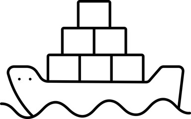 Canvas Print - Container Ship Icon In Line Art.