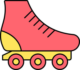 Sticker - Roller Skate Icon In Red And Yellow Color.