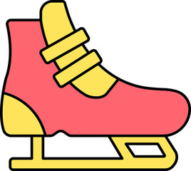 Canvas Print - Flat Style Ice Skate Icon In Red And Yellow Color.