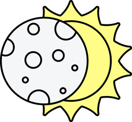 Poster - White And Yellow Eclipse Icon In Flat Style.