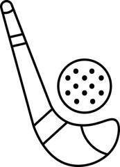 Sticker - Hockey Stick With Ball Icon In Line Art.