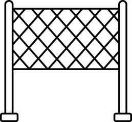 Poster - Badminton Or Volleyball Net Icon In Black Line Art.