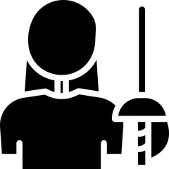 Poster - Glyph Style Cartoon Swordsman Icon Or Symbol.