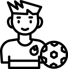 Canvas Print - Black Outline Footballer Character Icon Or Symbol.