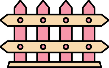 Poster - Fence Icon In Pink And Peach Yellow Color.