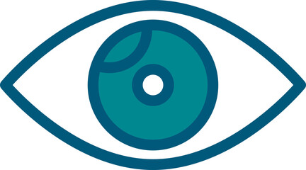 Sticker - Illustration Of Eye Icon In Cyan And White Color.