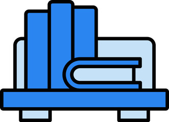 Poster - Bookshelf Icon In Blue Color.