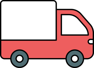 Poster - Flat Style Food Truck Icon In Red And White Color.