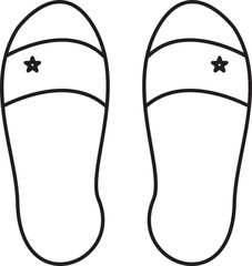 Sticker - Flip Flops Icon In Black Line Art.