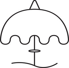 Poster - Beach Umbrella Icon In Black Line Art.