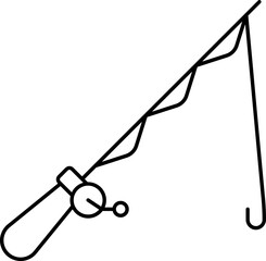 Sticker - Fishing Rod Icon In Line Art.