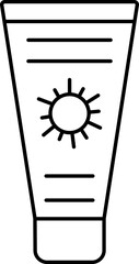 Sticker - Sunscreen Or Lotion Icon In Stroke Style.